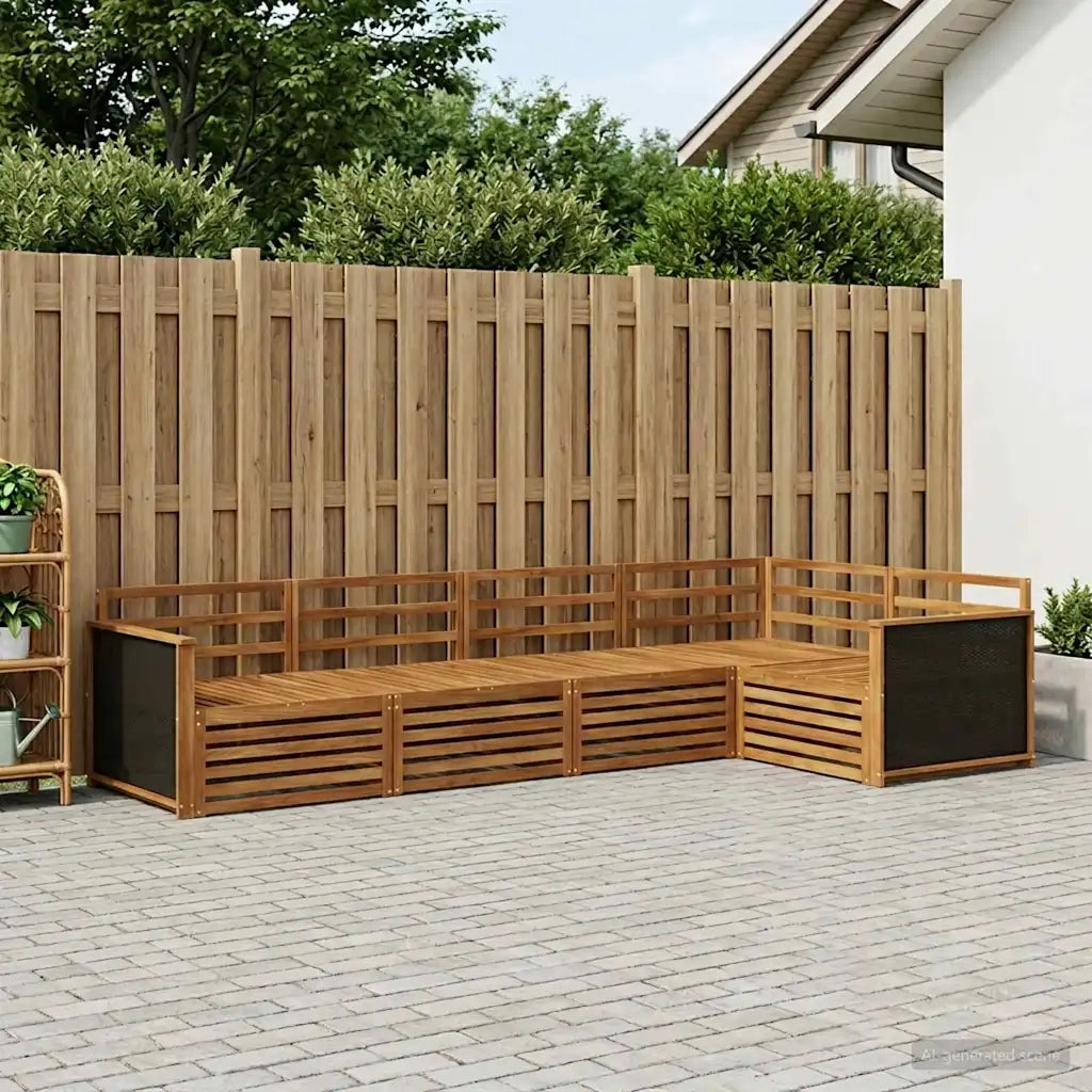 Set di divani da esterno 6 pcs Naturale 406 x 168,5 x 73 cm