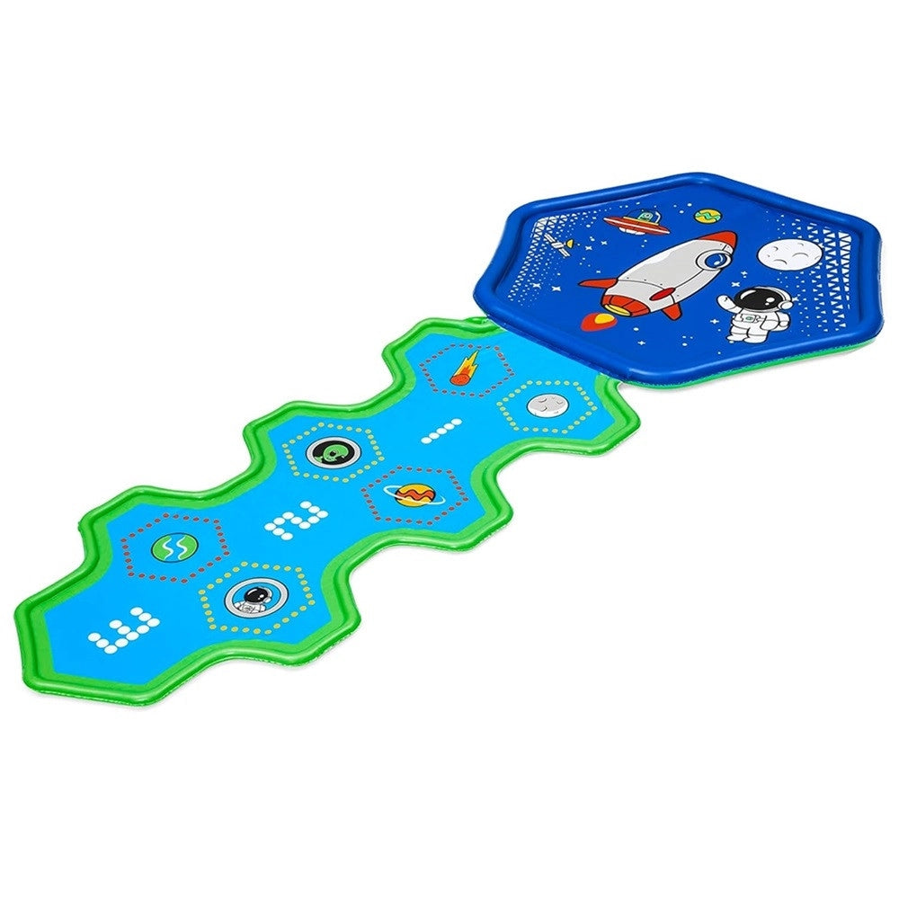 Trade Shop - Tappetino Gonfiabile Con Fontana Spruzzi Base Spaziale 335x150cm Adventure 52571 -