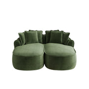 Divano modulare Chenille verde senza telaio con chaise longue extra ampia e cuscini inclusi