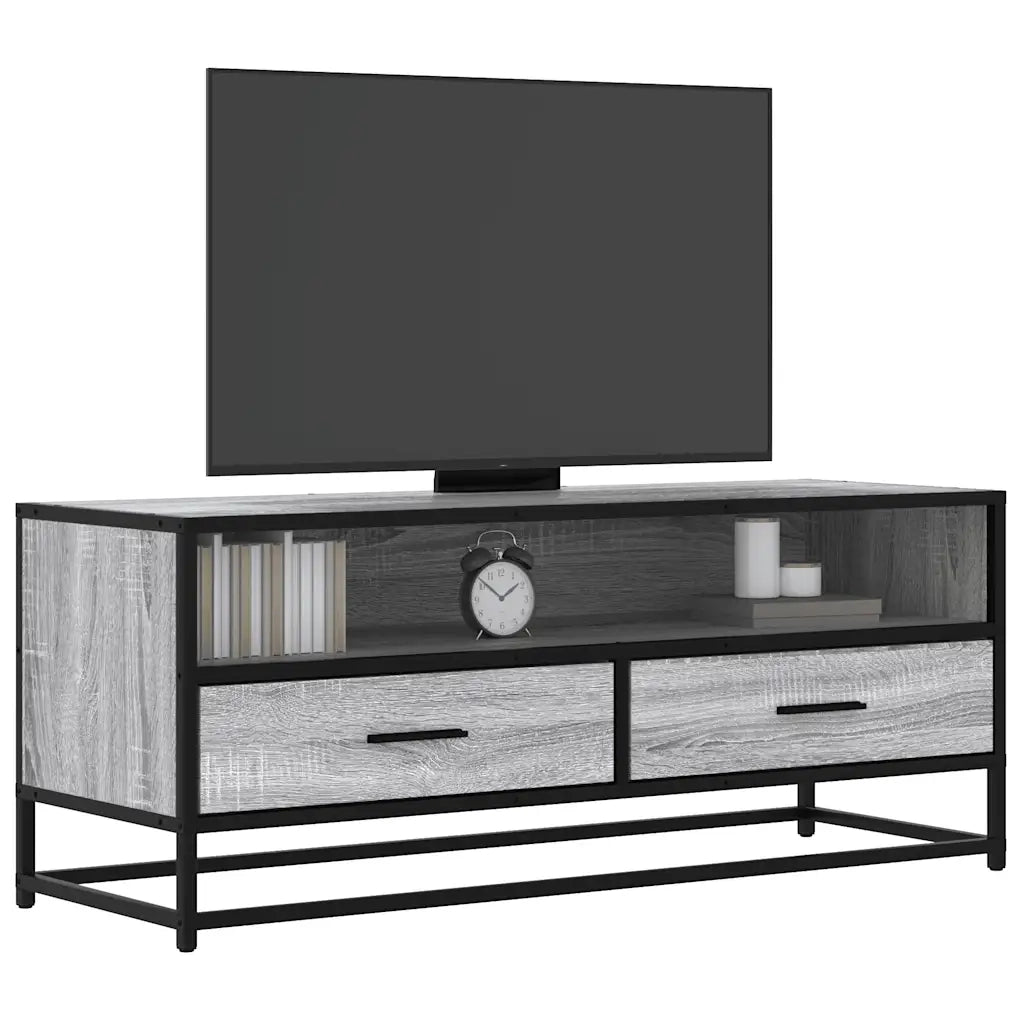 Mobile TV Grigio Sonoma 100x34,5x40cm Legno Multistrato Metallo
