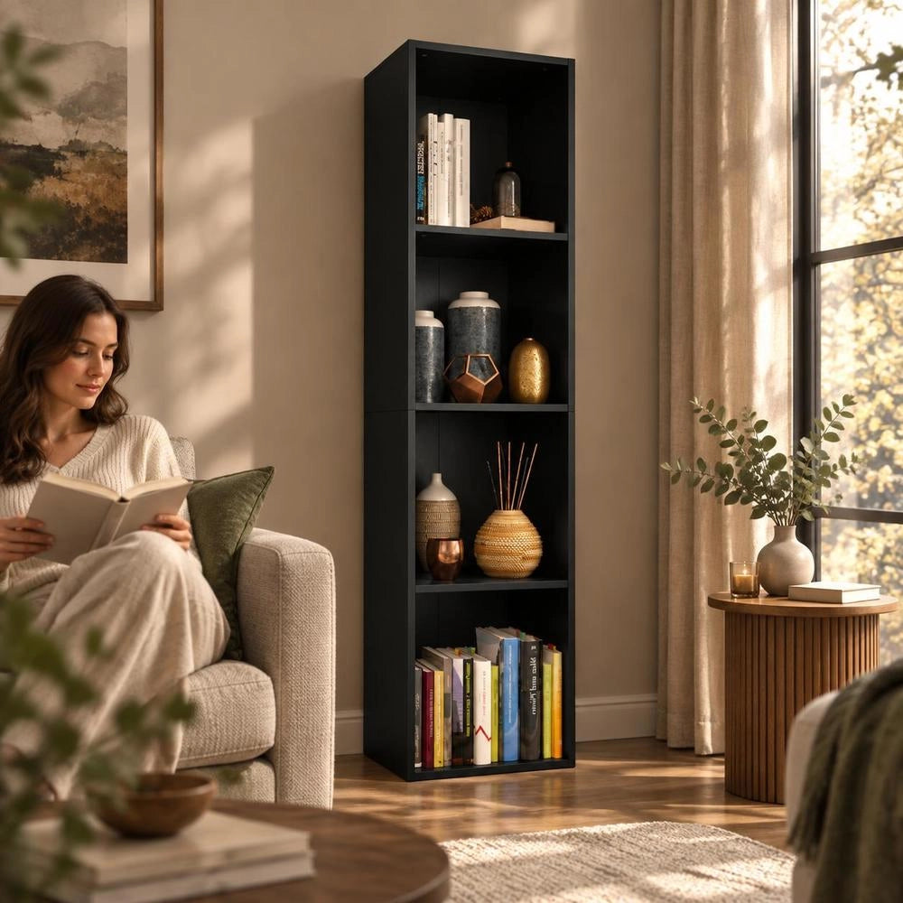 Bookshelf/TV Cabinet, Black, 36x30x143 Cm, Engineered Wood