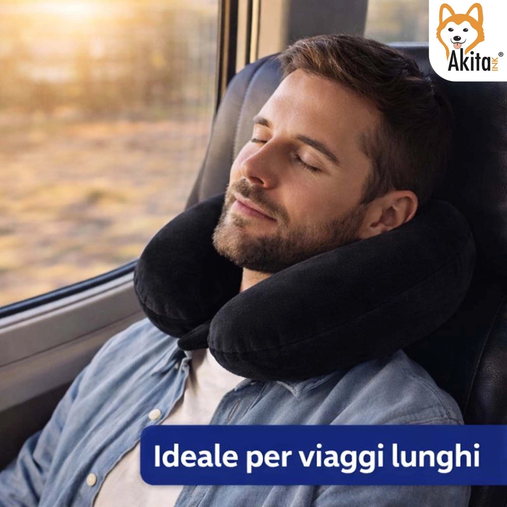 Akitaink Cuscino da Viaggio in Memory Foam a U per Collo