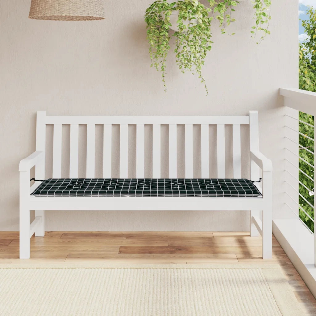Cuscino Panca Giardino a Quadri Nero 150x50x4 cm Tessuto Oxford 361158