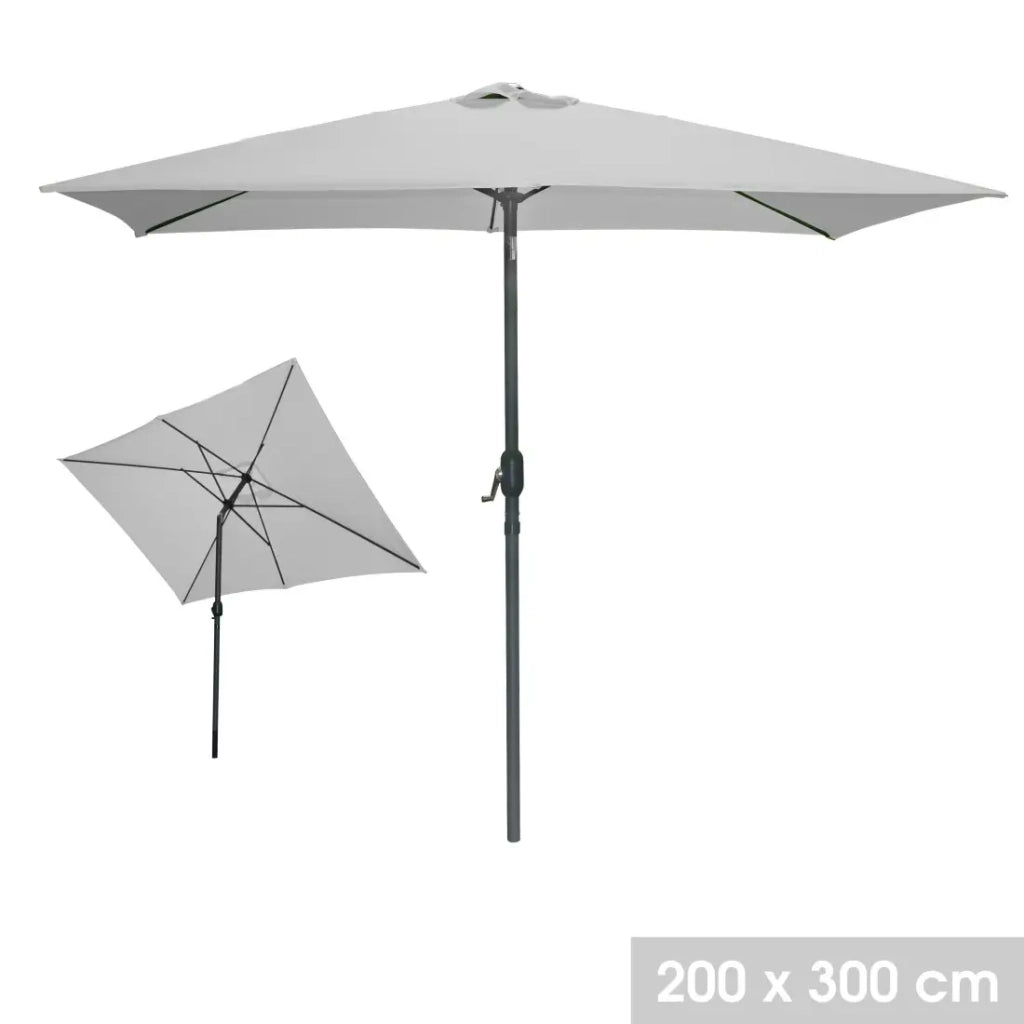 Ombrellone rettangolare inclinabile grigio chiaro 200x300x250 cm – Telo in poliestere resistente ai raggi UV