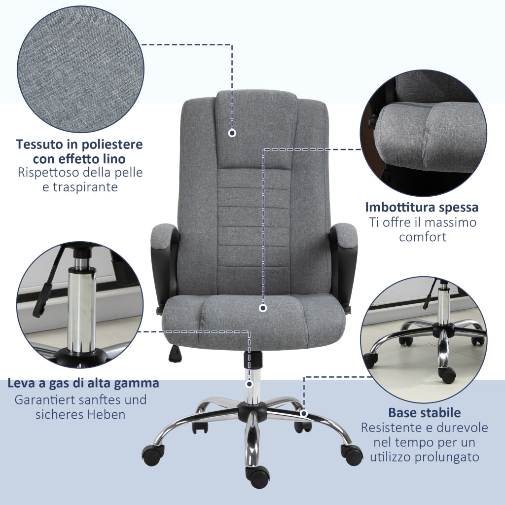Sedia da ufficio presidenziale ergonomica basculante e imbottita ¨C zephmum ¨C nera, 62x76x110-119cm