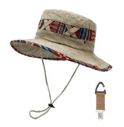 Cappello da Sole Retro con Cinturino - Cappello da Pesca con Clip - Portaoggetti - 58 cm di Circonferenza - 8 cm di Altezza del Bordo - 11 cm di Profondità