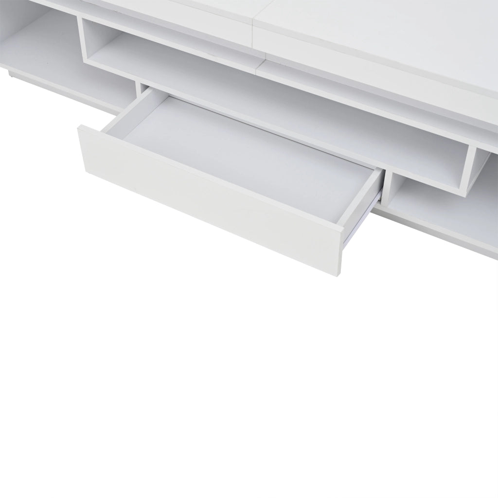MOBILE TV con LED 175x38x45 cm Bianco lucido con 2 ante e 1 cassetto