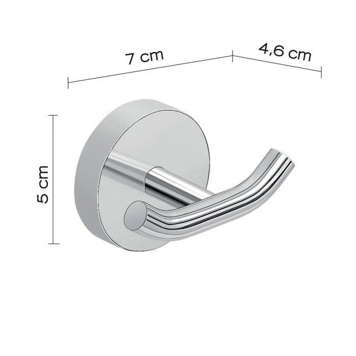 Appendiabiti doppio da muro in acciaio inox Cromall 2326 Gedy serie EROS Cromato