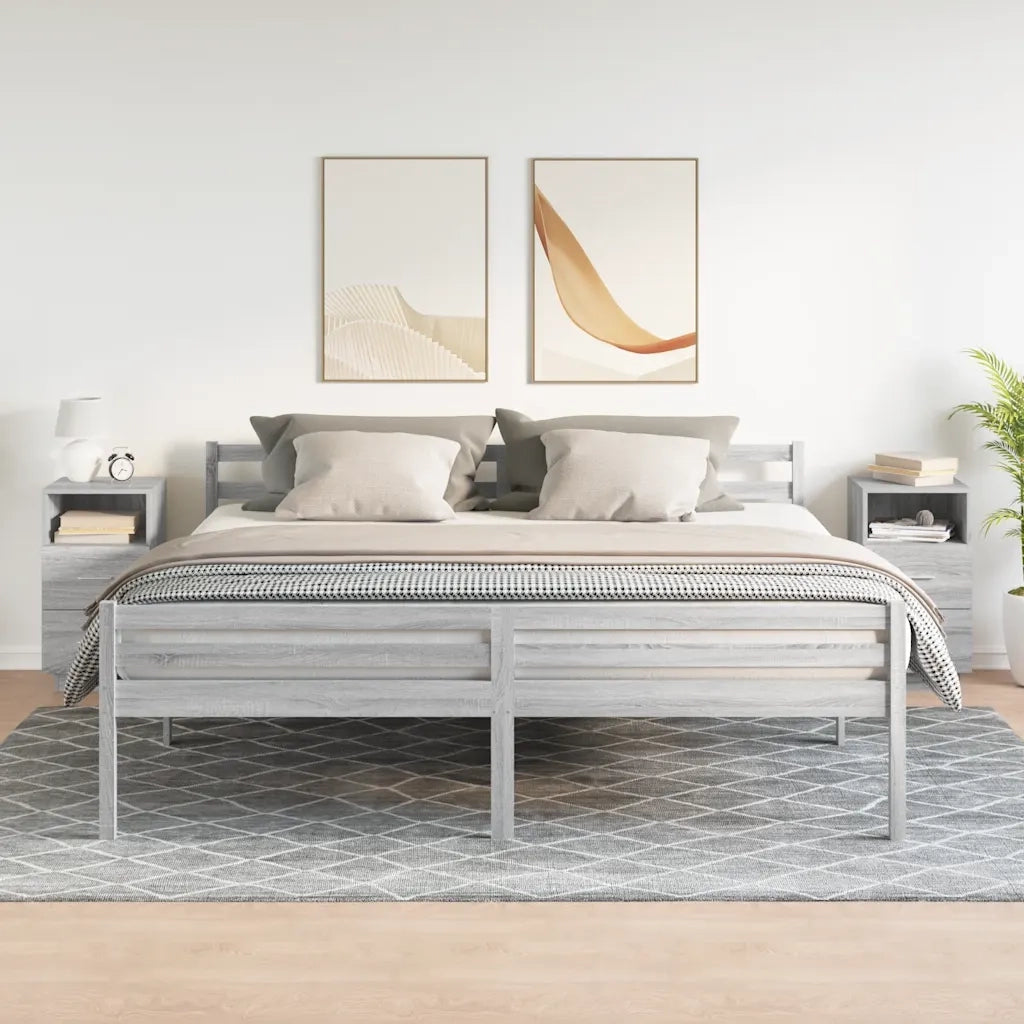 Comodini 2 pz con 2 Cassetti-Set di 2 Tavolino da notte Grigio Sonoma 36x36x68 cm