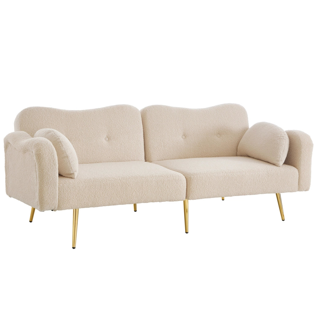 Divano letto 2 posti reclinabile 155x85;5 cm beige con 2 cuscini HOMVRA