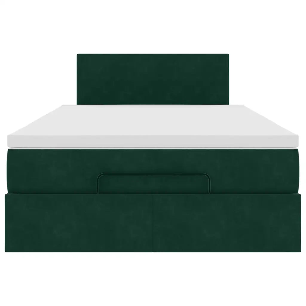 vidaXL Pouf Letto con Materasso e LED Verde Scuro 120x190cm in Velluto