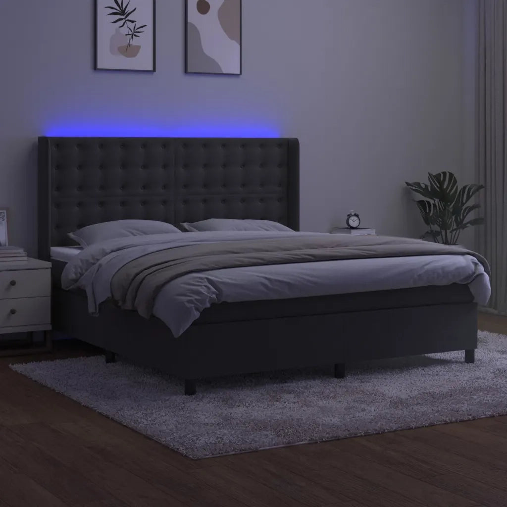 Letto a Molle con Materasso e LED Grigio Scuro 160x200 cm 3139812