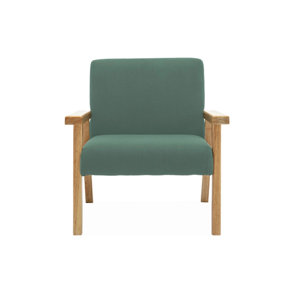 Poltrona scandinava per bambini in velluto a coste e legno di gomma,