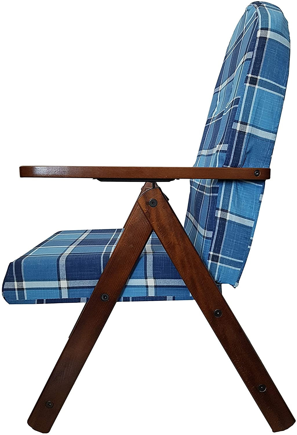 POLTRONA SEDIA SDRAIO AMALFI COLORE BLU in legno reclinabile 4 posizioni cuscino imbottito soggiorno cucina salone divan