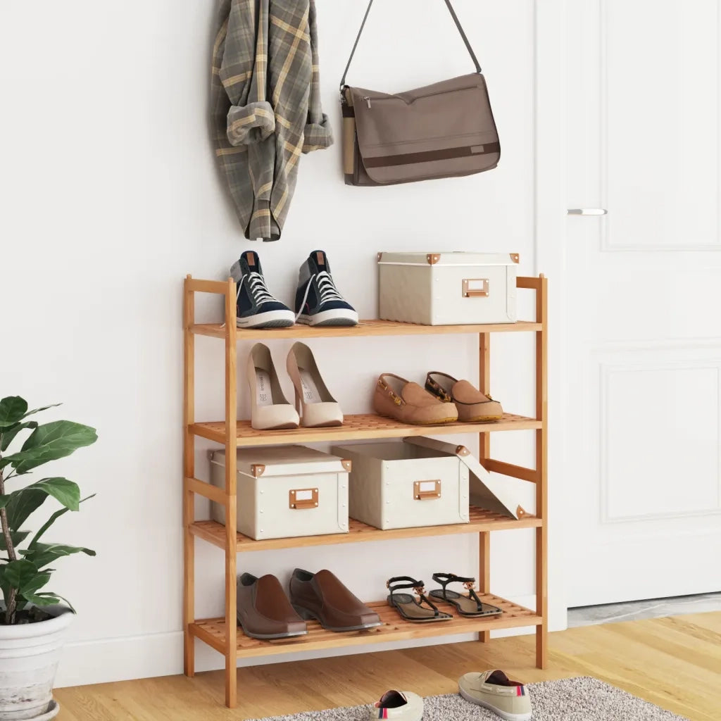Scarpiere 2 pz-Set di 2 Scaffale per scarpe 69x27x41 cm in Legno Massello di Noce