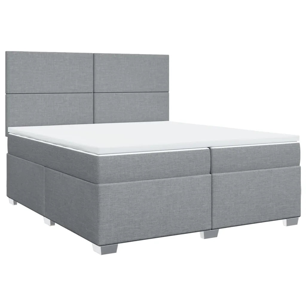 Giroletto a Molle con Materasso Grigio Chiaro 200x200cm Tessuto