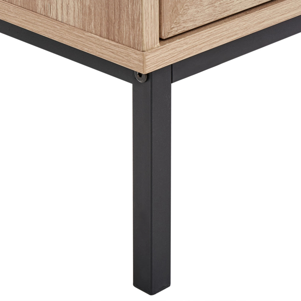 Mobile da bagno in particelle di legno chiaro Rattan intrecciato 40 x 165 cm Boho Design