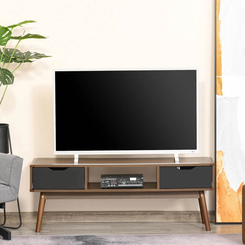 Mobile TV Moderno con 2 Cassetti e Compartimento Aperto ¨C zephmum ¨C Marrone 122x39x46 cm