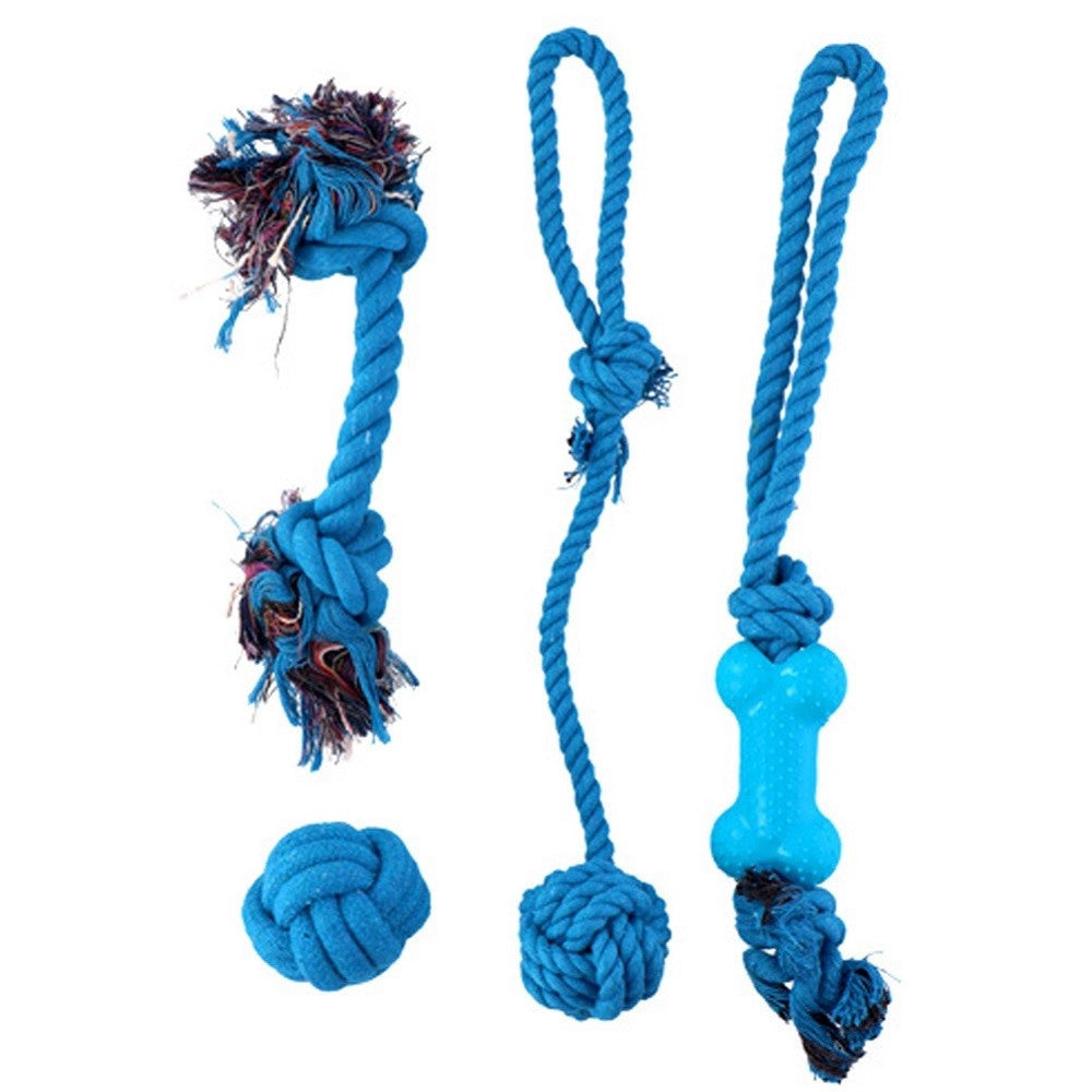 Trade Shop - Set 4 Giocattoli Cani Corda Palla Pallina Giocattolo Cane Da Masticare 4 Colori -
