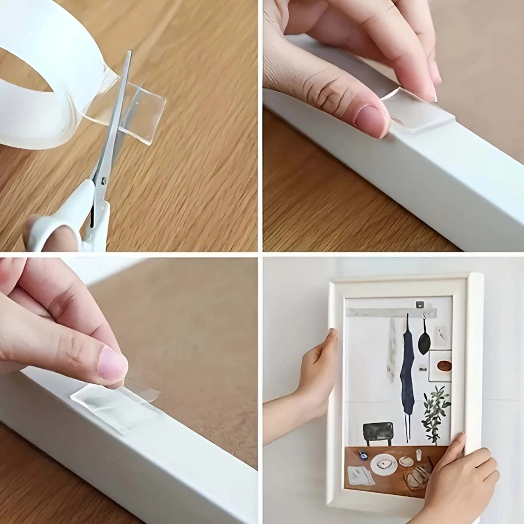 Nastro Adesivo Nano Tape Fissaggio Biadesivo 3cm x 3m e senza Perforazione Trasparente Avizar