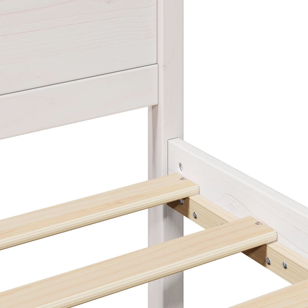 Telaio Letto Bianco Legno Massello di Pino 140 x 190 cm Durevole