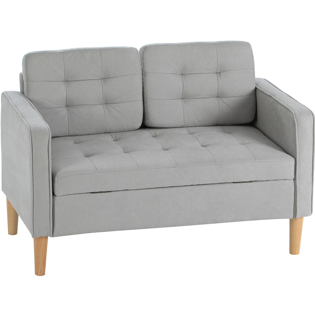 Divano 2 posti 117x62x78 cm grigio chiaro in velluto con vano contenitore