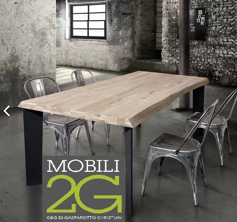 Tavolo massello nodo aperto 160x90 sp. 4 cm  fisso (792) - Mobili 2G