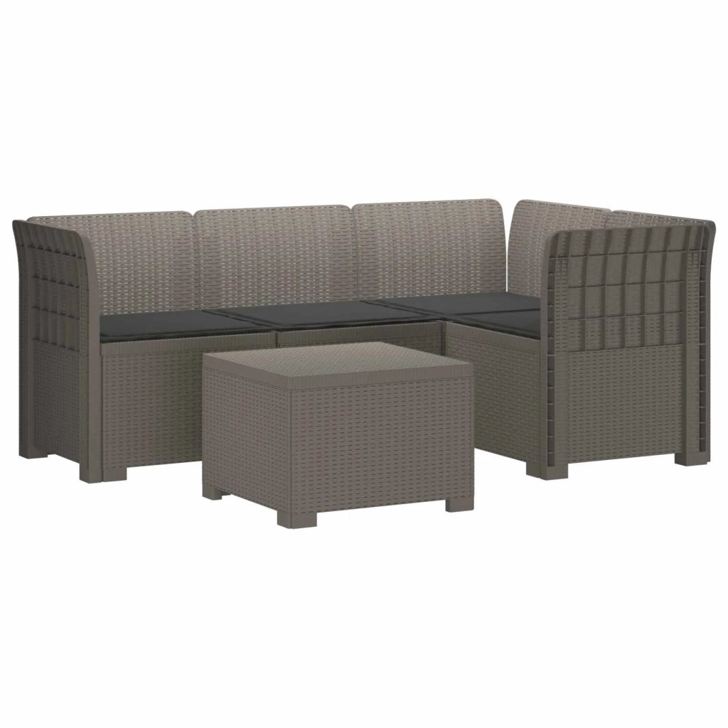 Divano da giardino 4 posti con cuscini aspetto rattan PP 3444011