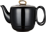Tazza da tè in ceramica con filtro, maniglia curva, set da tè ceramico per tè libero, 1000 ml finitura dorata in ceramica nera lucida per regali