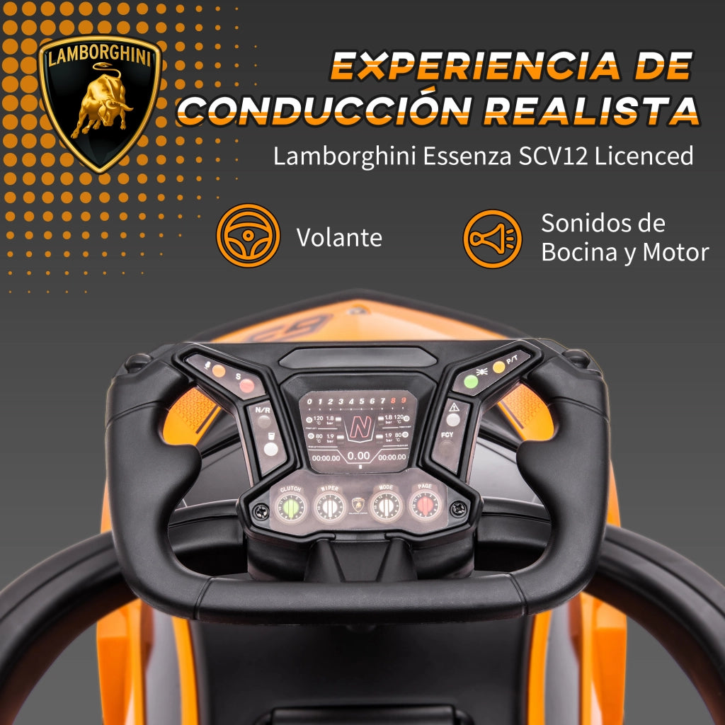 Coche Correpasillos Lamborghini Essenza SCV12 ¨C zephmum ¨C Bambini 12-36 Mesi, Neri e Arancione