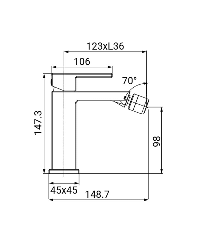 Miscelatore bidet squadrato completo