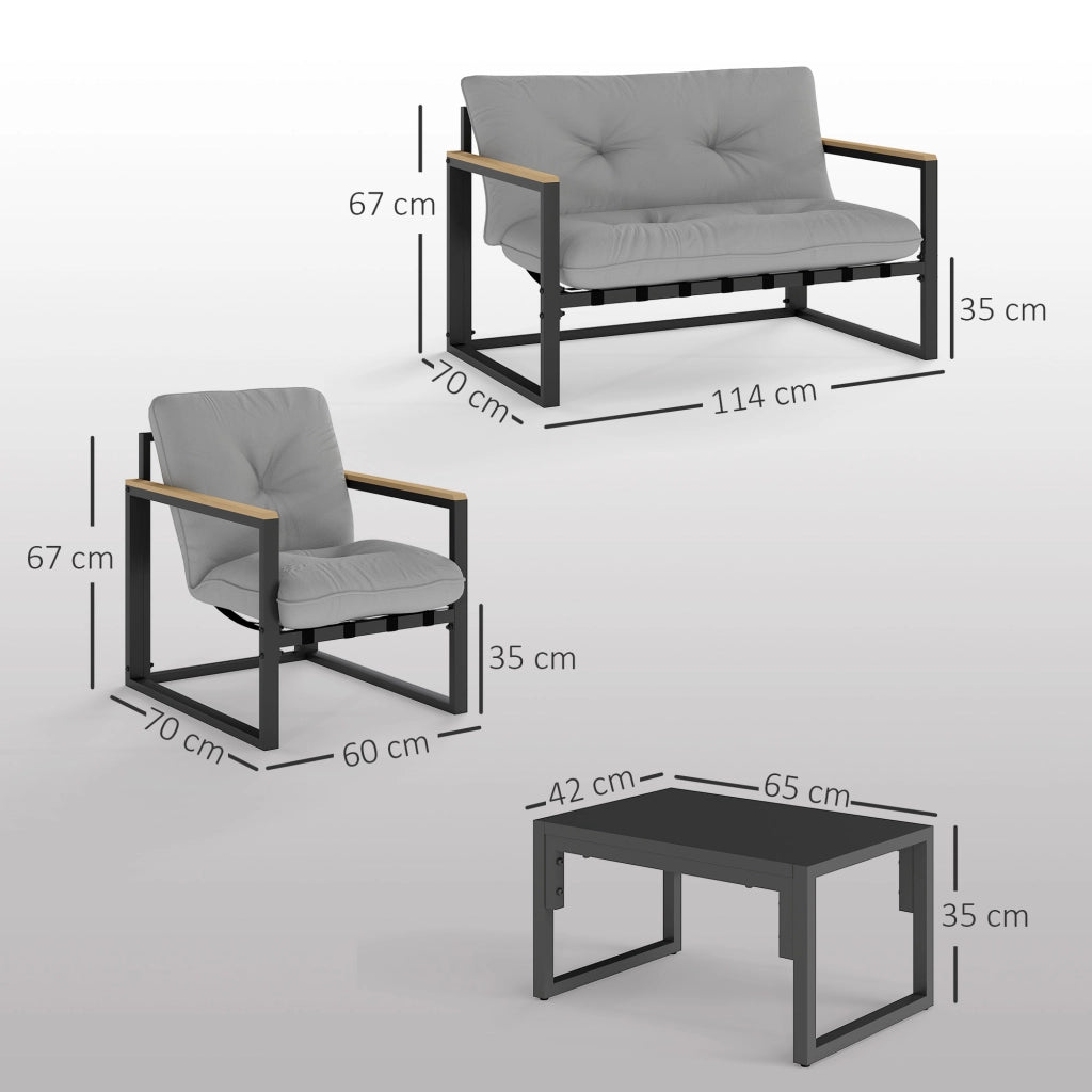 Set da giardino 4 posti con divano 2 posti e poltrona ¨C zephmum ¨C tessuto grigio chiaro