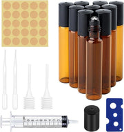 12 flaconi di vetro trasparente per oli essenziali 10ml con tappo a vite e flaconi di vetro scuro per oli essenziali 10ml con tappo a vite