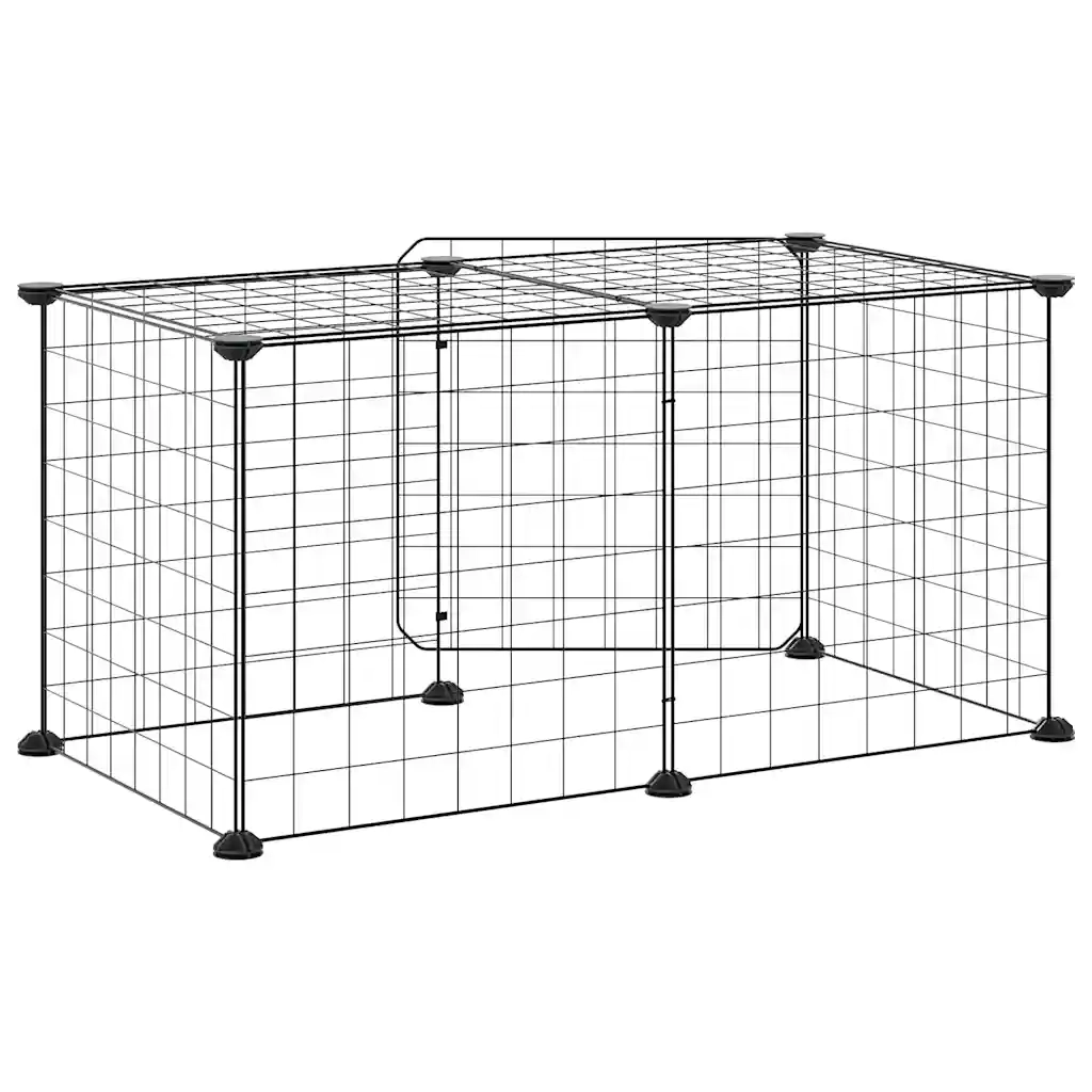 Gabbia per Animali 8 Pannelli con Porta Nero 35x35 cm Acciaio 3114050
