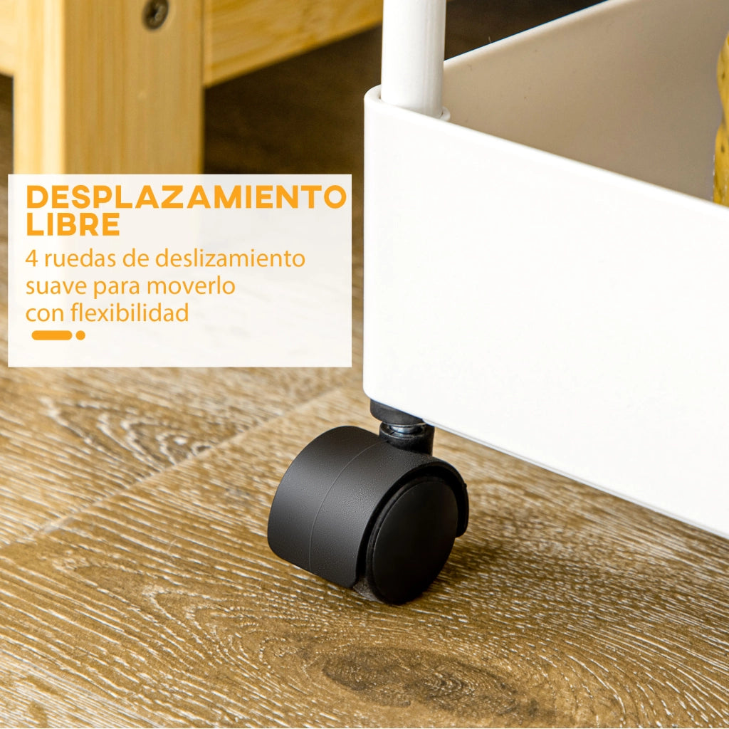 Carrello Organizzatore con 4 Cestelli ¨C Zephmum ¨C Bianco 40x19x90 cm