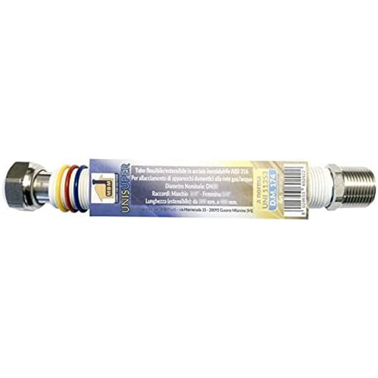Tubo flessibile estensibile gas acqua inox 1/2m 3/4 f 100 200 m