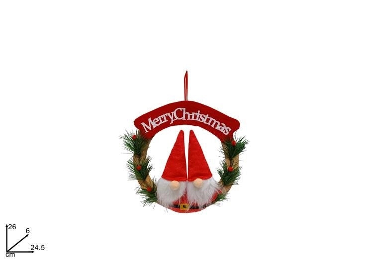Ghirlanda Dietroporta Natalizia Natale Gnomi Merry Christmas 24,5 x 6 x 26 cm