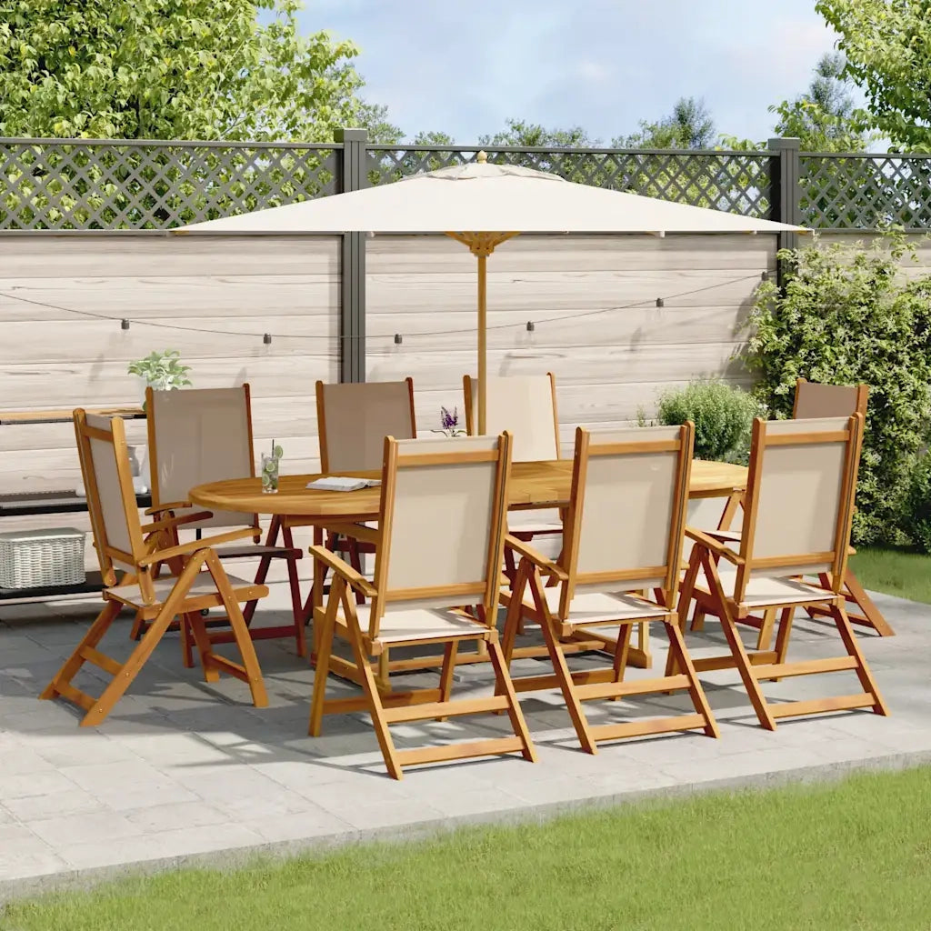 Set Pranzo da Giardino 9pz Legno Massello di Acacia e Textilene 3279319