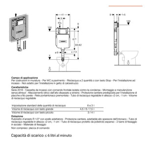CASSETTA DA INCASSO SIGMA-8 PER SANITARI FILO MURO E PARETI IN CARTONGESSO CON 2 TASTI 6L/3L