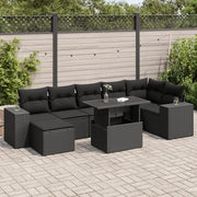 Set Divani da Giardino con Cuscini 8 pz Nero in Polyrattan 3326836