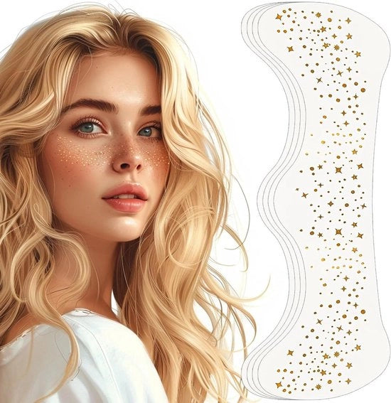 Tatuaggi per il viso da estate 4 pezzi con glitter dorato per sprogetti estivi adesivi per feste e festival.
