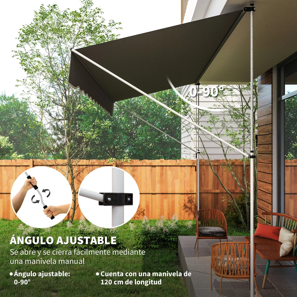 Toldo Retrattile Manuale 4x1.2 m ¨C zephmum ¨C Grigio Scuro 170-280 cm