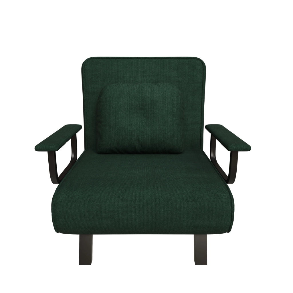 Poltrona letto reclinabile 185x60 cm a 5 posizioni in chenille verde