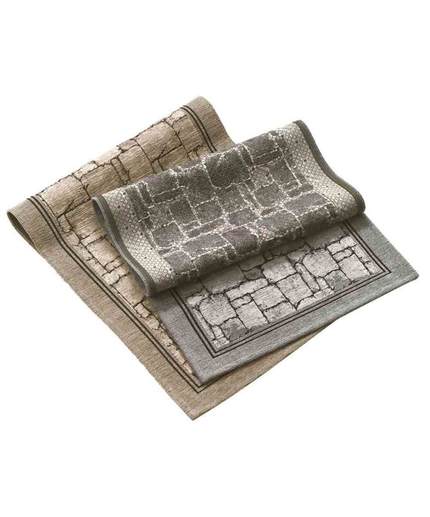 Tappeto WALL GRIGIO disegno effetto muro pietra, passatoia cucina multiuso lavabile antiscivolo cm.55x190