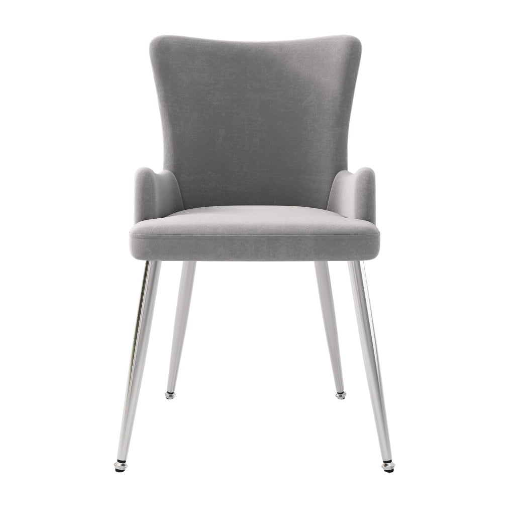 Set di 4 sedie da pranzo in velluto grigio con gambe metalliche