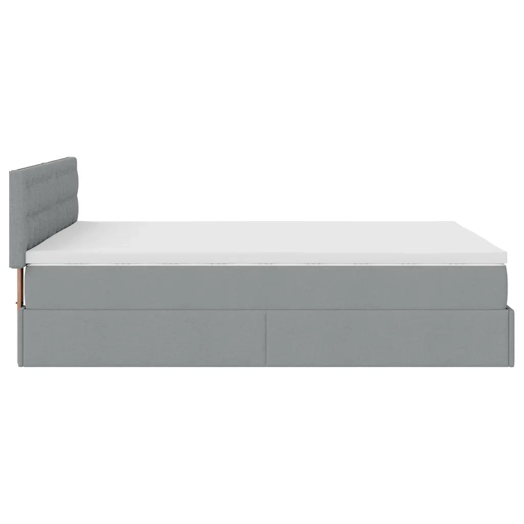 vidaXL Pouf Letto con Materasso Grigio Chiaro 140x190 cm in Tessuto