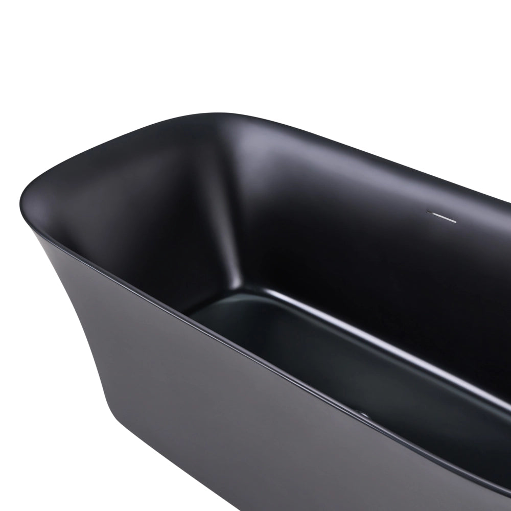 Vasca da bagno freestanding in acrilico nero 1600 x 750 mm ovale con finitura liscia opaca Stile moderno per il bagno