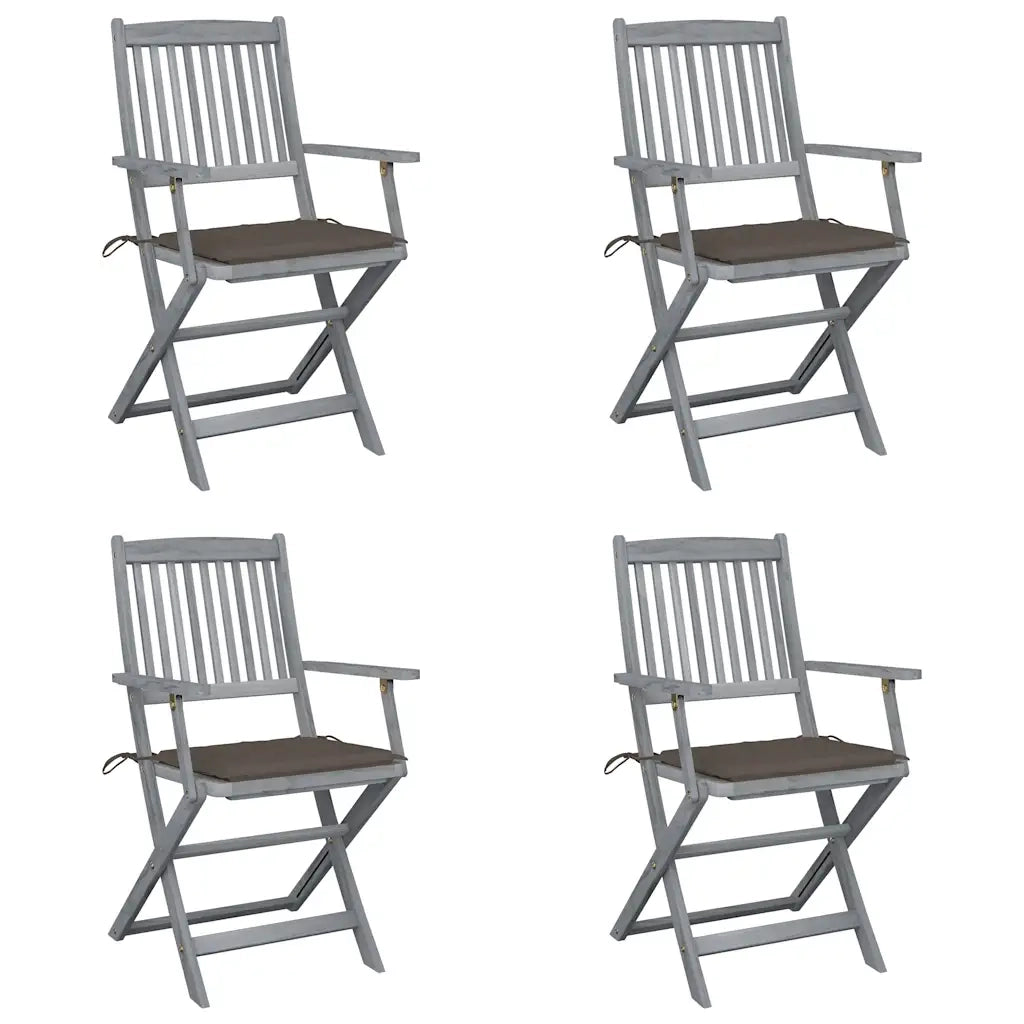 Sedie da Giardino Pieghevoli 4pz con Cuscini in Massello Acacia cod mxl 8153