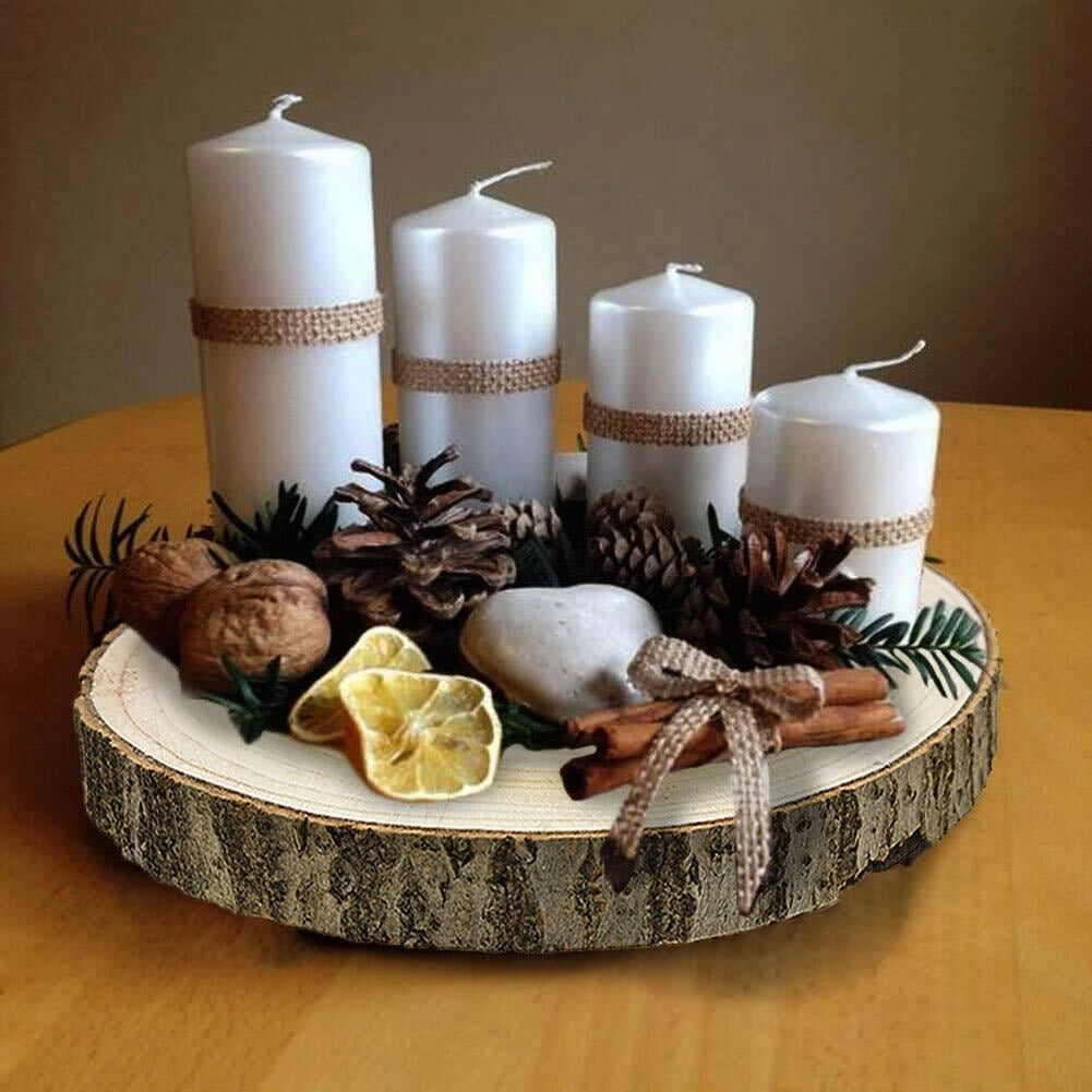 Centrotavola di Legno Base Dischi Tronco Decorazione Natalizia Diametro 20CM