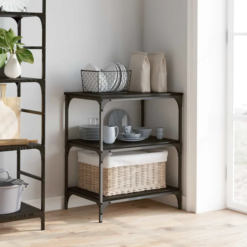 Carrello da Cucina Rovere Nero 60 x 41 x 76 cm CFW1436565